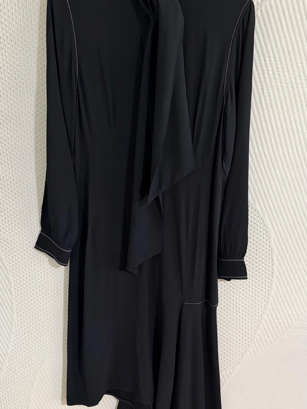 Marni Black Long-Sleeve Tie-Neck Dress